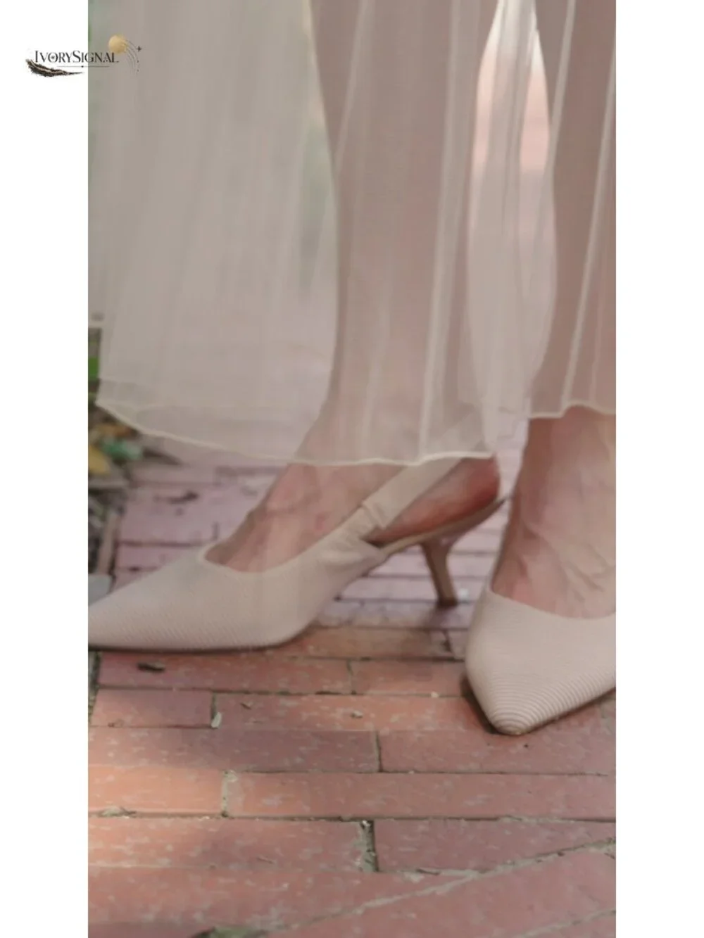 Women's Slingback Kitten Heels Closed Pointed Toe Bowknot Knitted Slip On Work